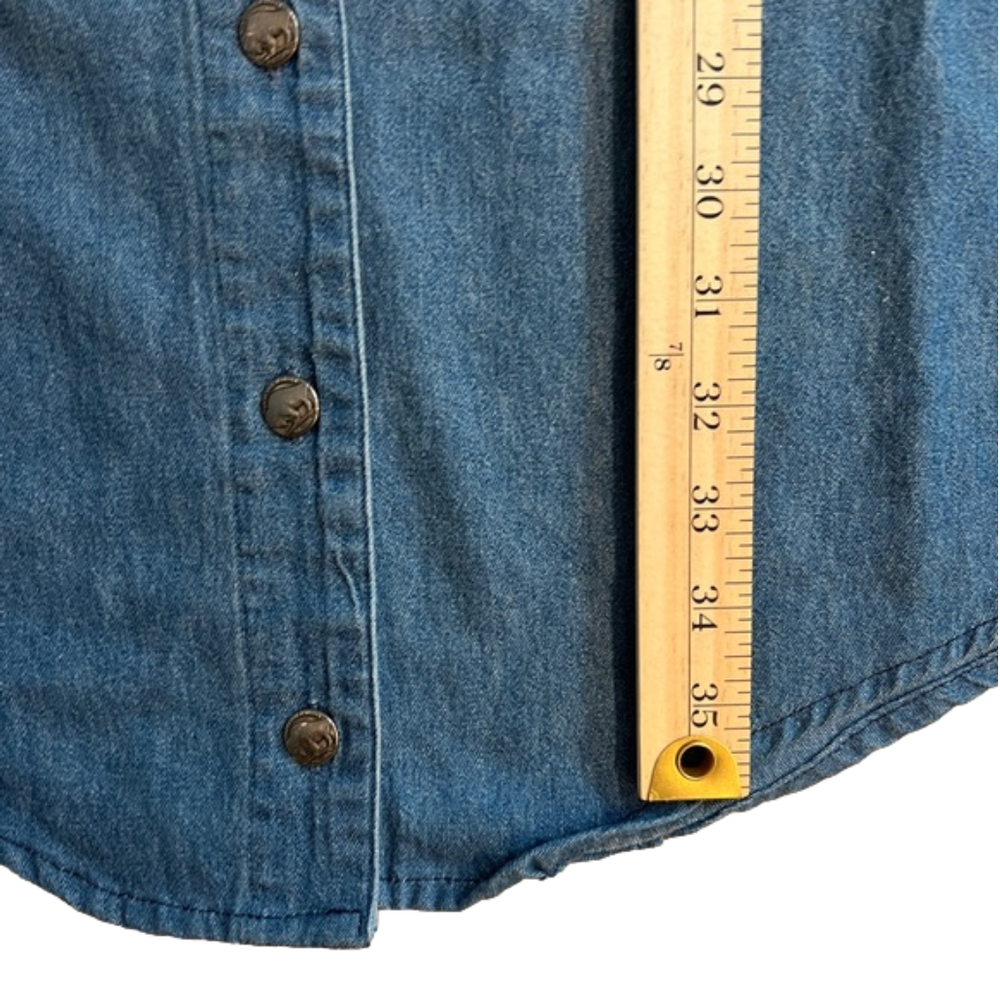 Orvis Denim Long Sleeved Button Up Shirt Dress, E… - image 6